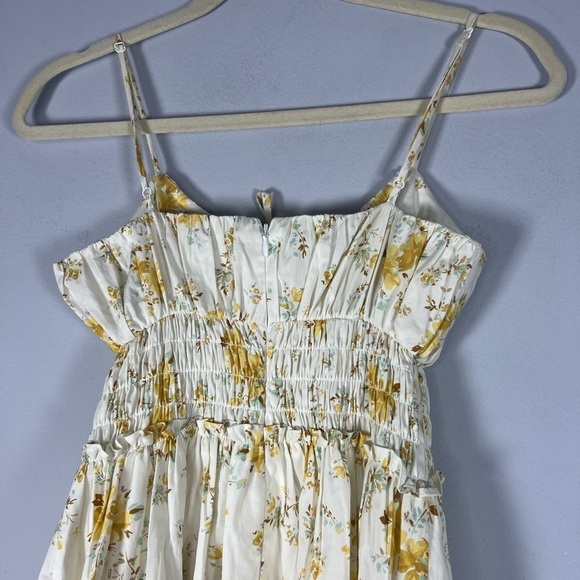 WAYF Wisteria Floral Prairie Smocked Midi Tiered Dress XS - Picture 6 of 8